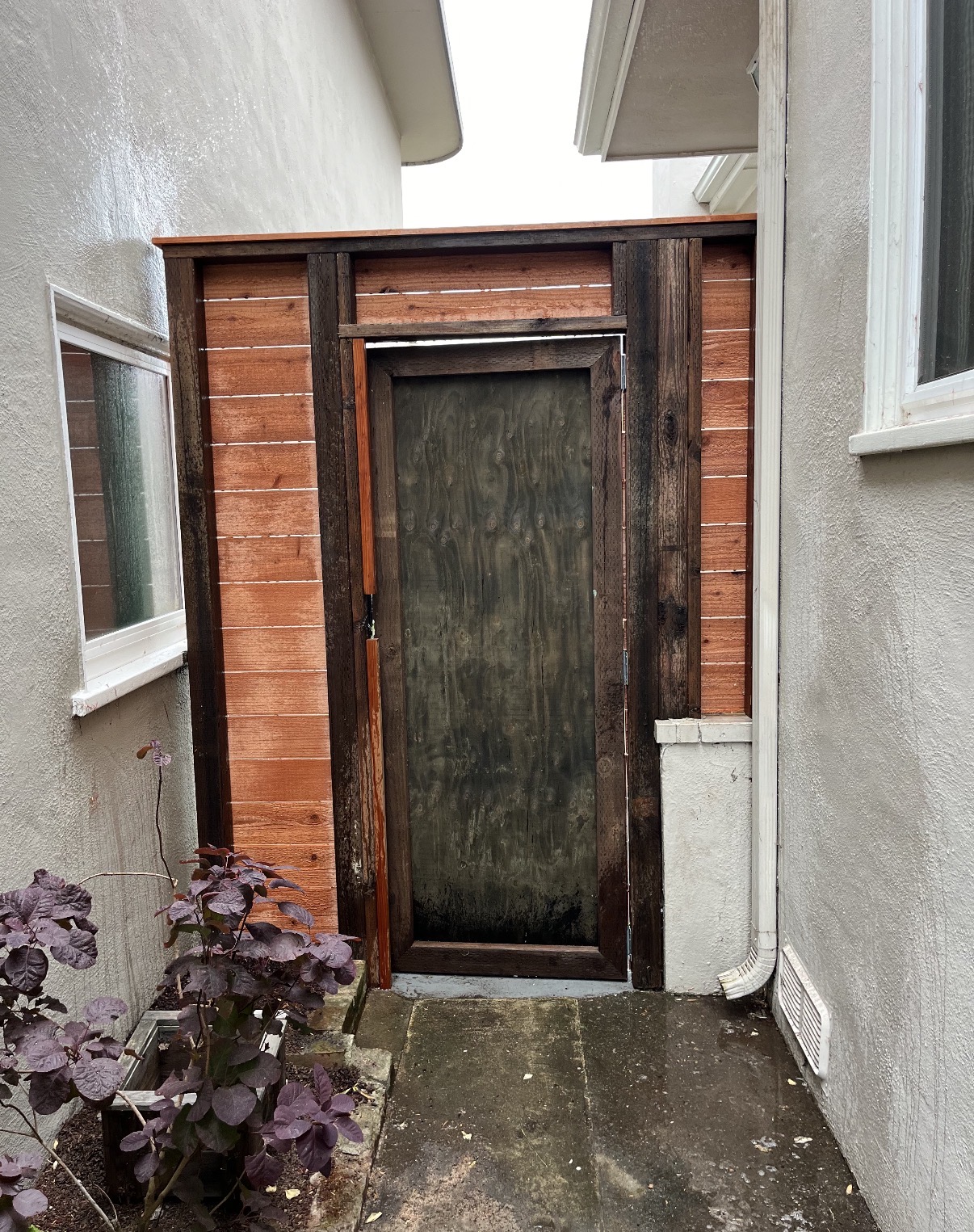 Custom redwood gate frame